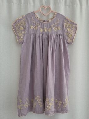 Apolina Stevie Dress In Wisteria Linen Lavender Purple 7-9 Year